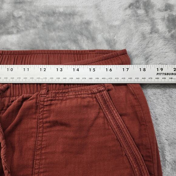 Old Navy Pants Womens L Brown Pull On Tapered Ankle Drawstring Cotton Gauze - Picture 6 of 10